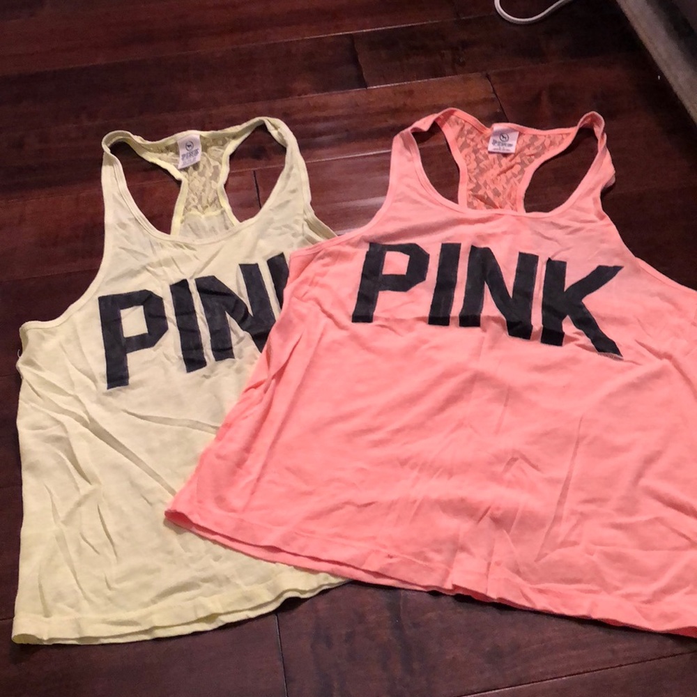 VS Pink Lace Racerback Tanks